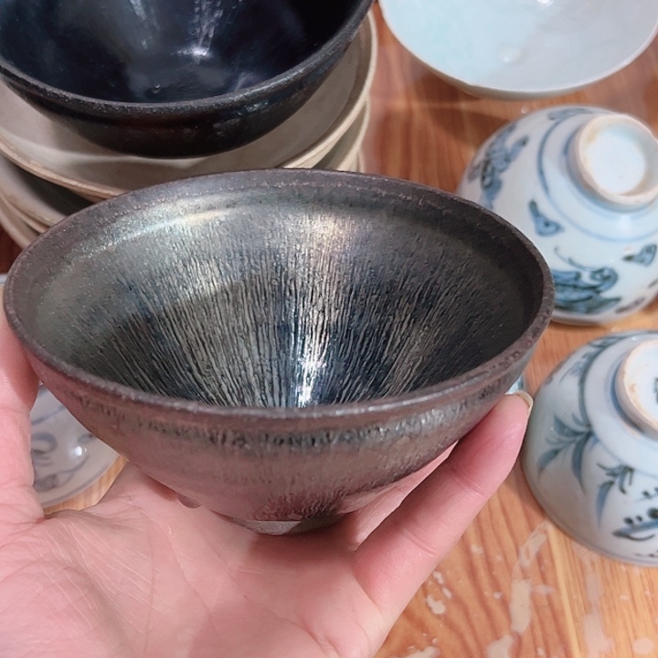 碗夏*黑釉文饰的一个盏