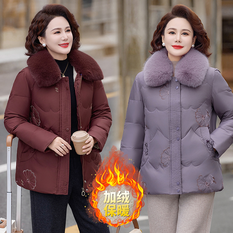 中年妈妈冬装外套棉袄洋气时尚保暖棉服2025新款中老年秋冬棉衣女