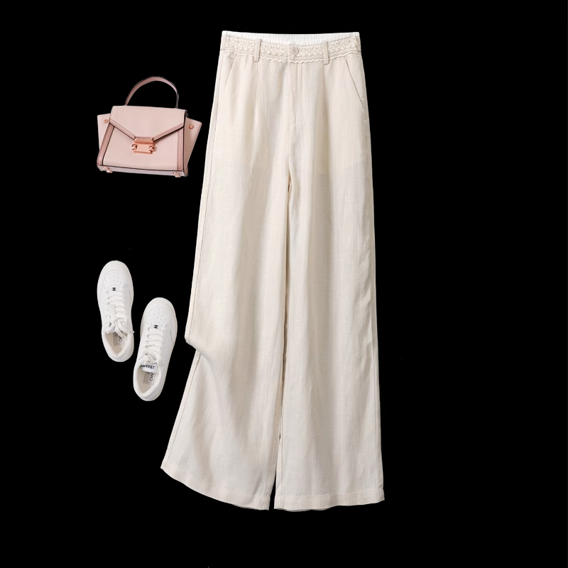 拉夏贝尔韩系潮流阔腿裤女2025新款夏季简约显瘦舒适百搭休闲裤子