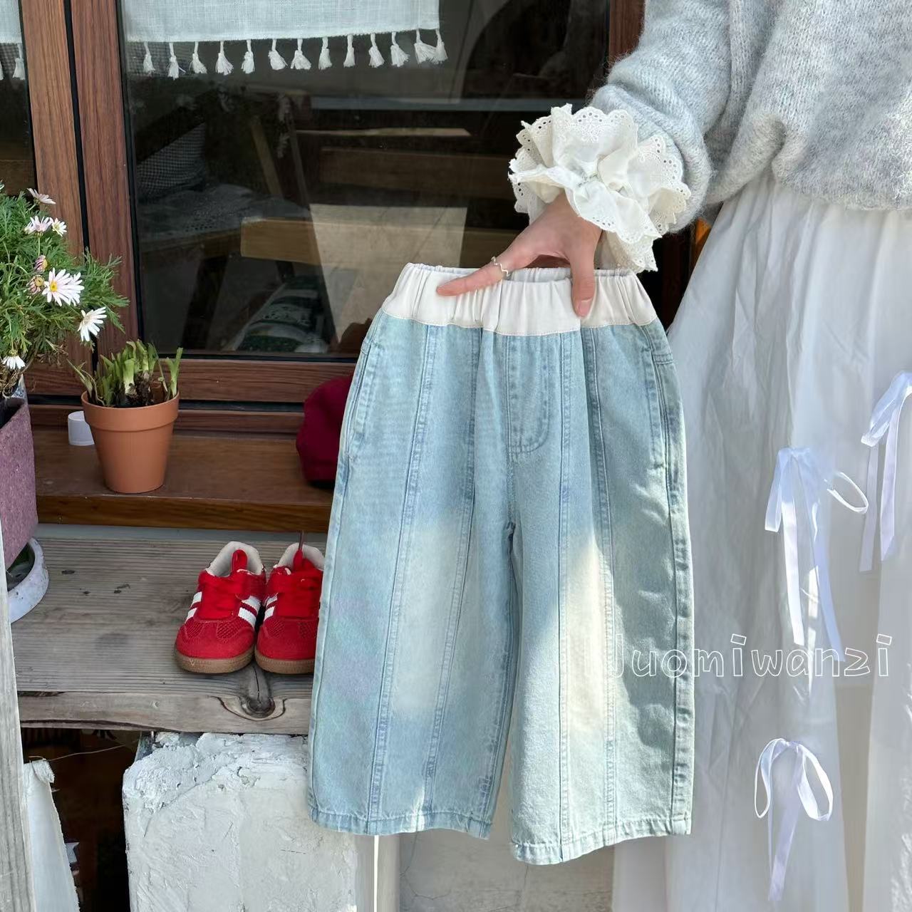 丸子十【现货】儿童夏季百搭净版安心牛仔九分裤（夏款）WZJ-52019