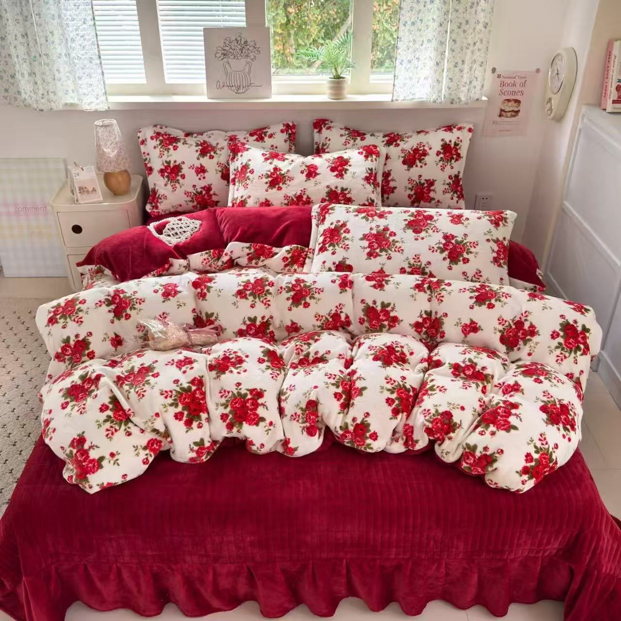 双面牛奶绒床盖款四件套