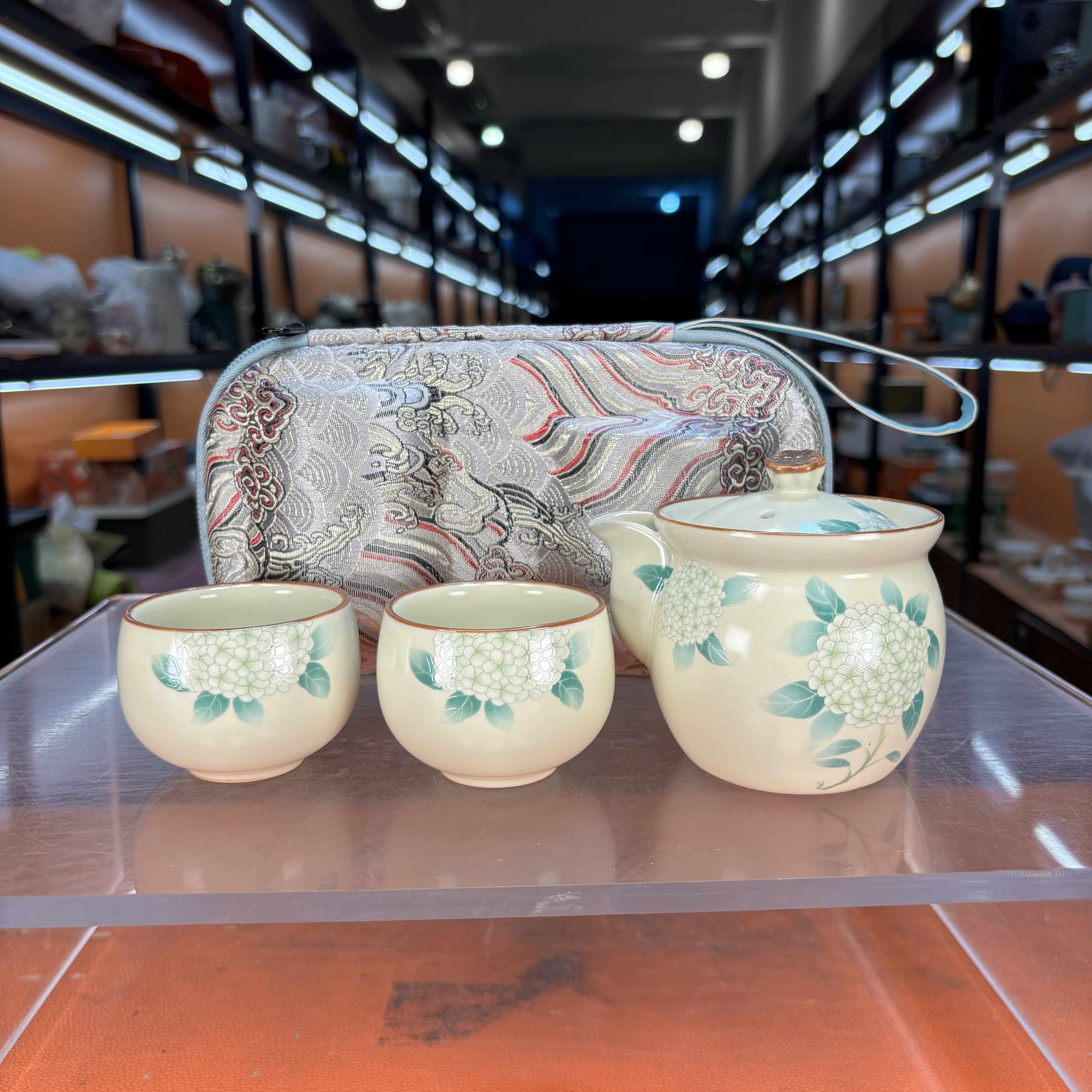 秋香茶具 绣球花手抓旅行茶具户外便携式旅行茶具-5794