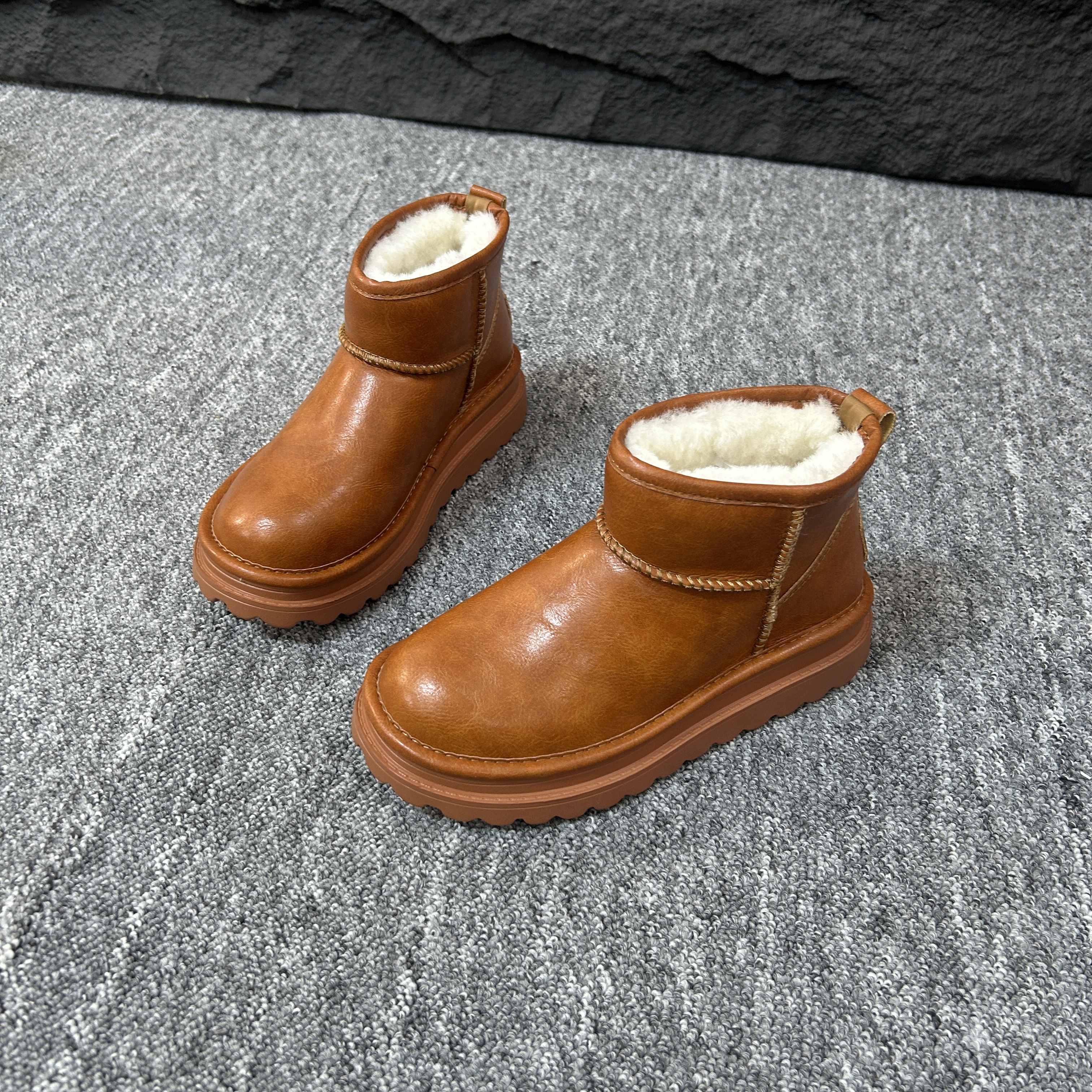 陈老板-牛皮-羊毛厚底时尚加绒保暖勃肯雪地靴冬百搭W008