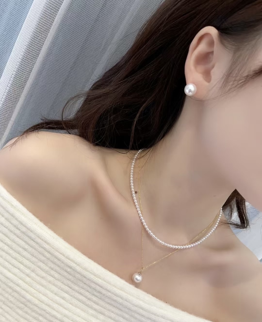 4mm正圆极光精致小米珠 多规格 可调节 米白 几乎无暇