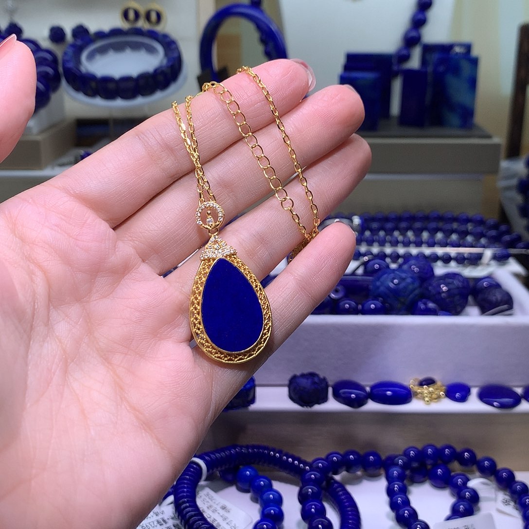 青金石合金天然原矿项链