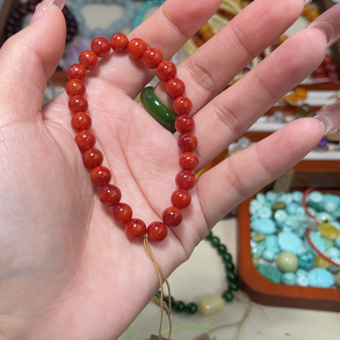 南红玛瑙手串未镶嵌微瑕