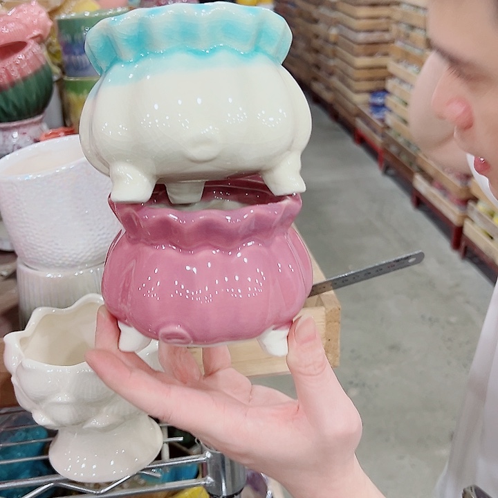 有孔，凑单福利满10元发货陶瓷多肉花盆！