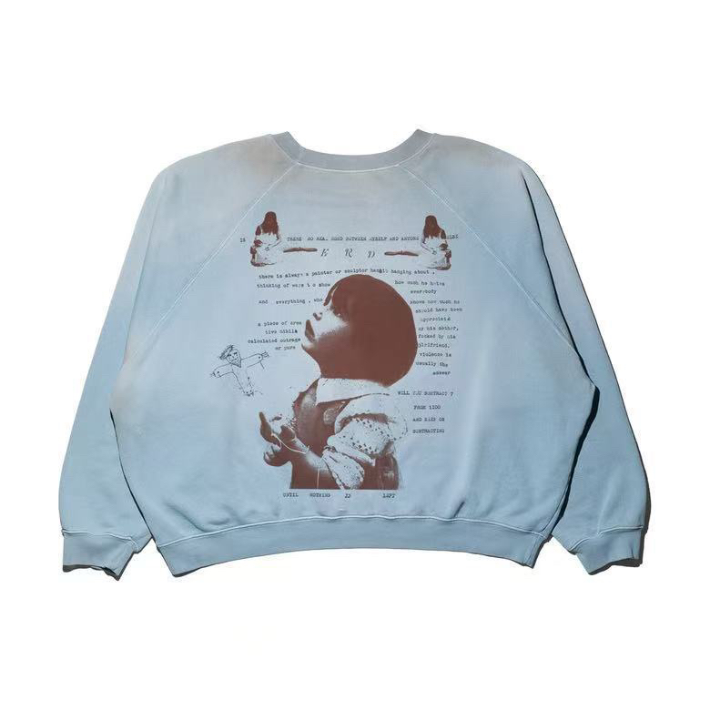 【3622】ERD忧郁的富二代 25SS“回忆舞女儿童”插肩圆领洗水卫衣