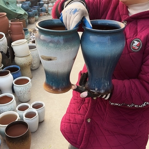 口14高26瑕疵底裂盆子 