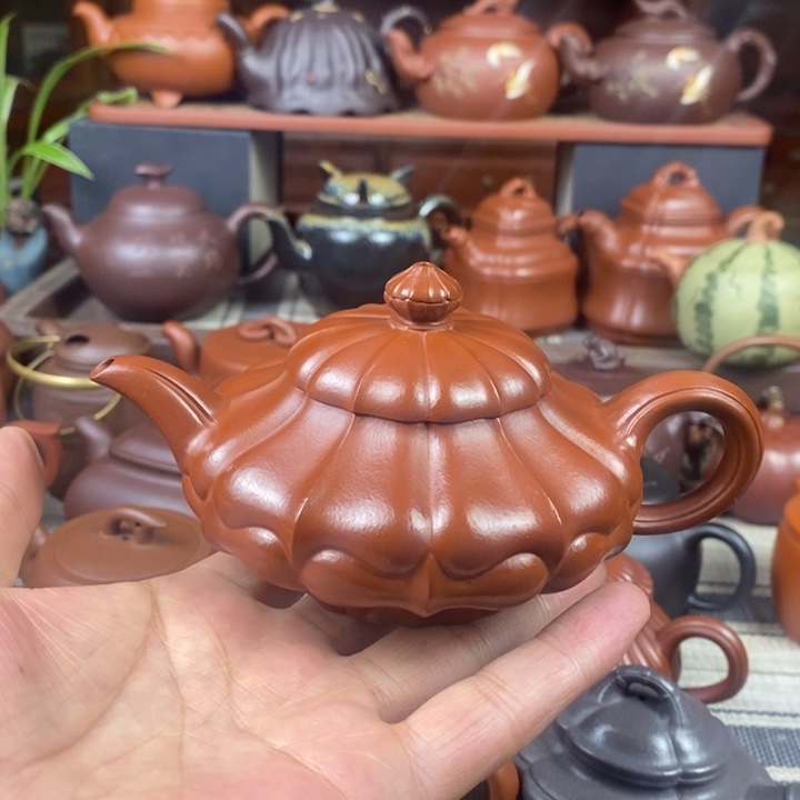 紫砂茶壶合菱220cc原矿赵庄朱泥