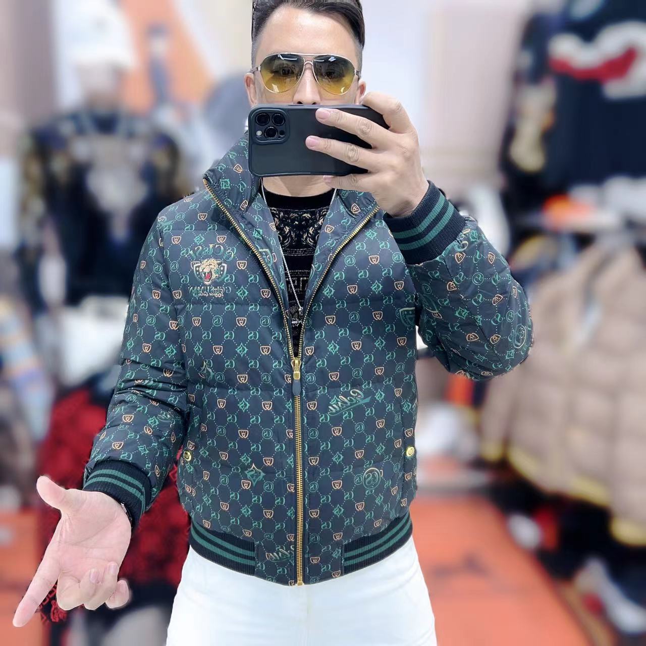 力龍潮牌男士冬季新款高品质虎头时尚潮流立领修身羽绒服