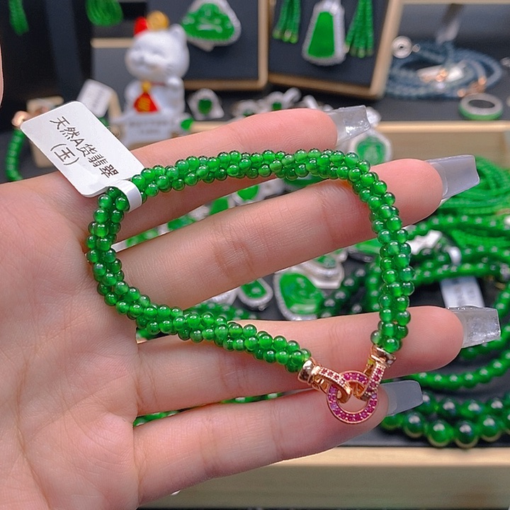 翡翠未镶嵌项链用****0扭扭珠串卡3