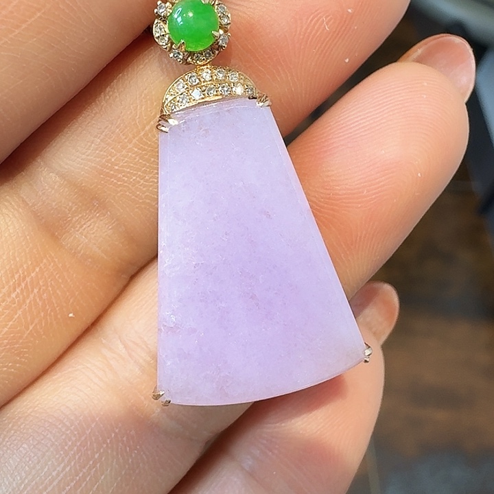 翡翠18K金镶嵌吊坠(不含链)无事牌