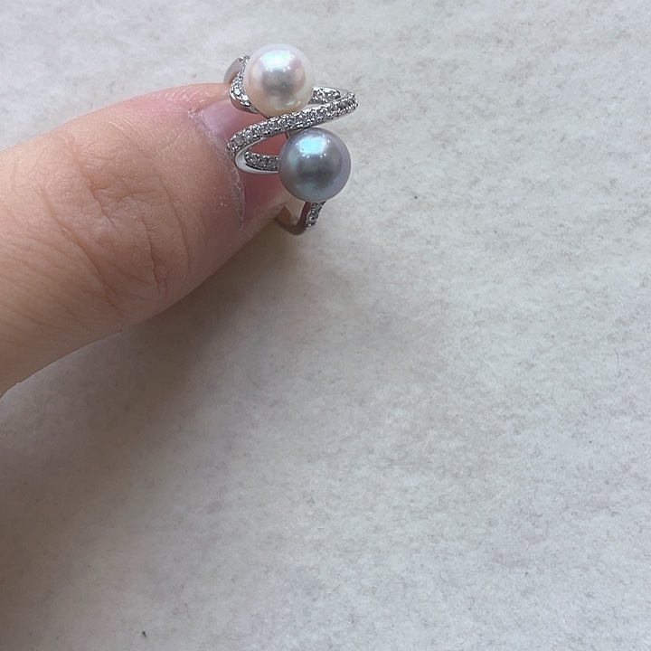 戒指银S925镶嵌海水珍珠