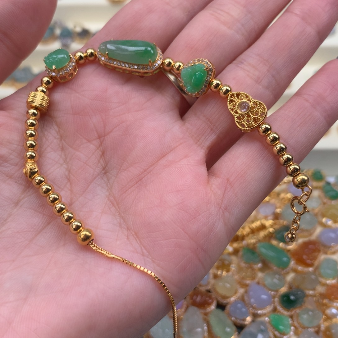 翡翠银S925镶嵌颈饰手链