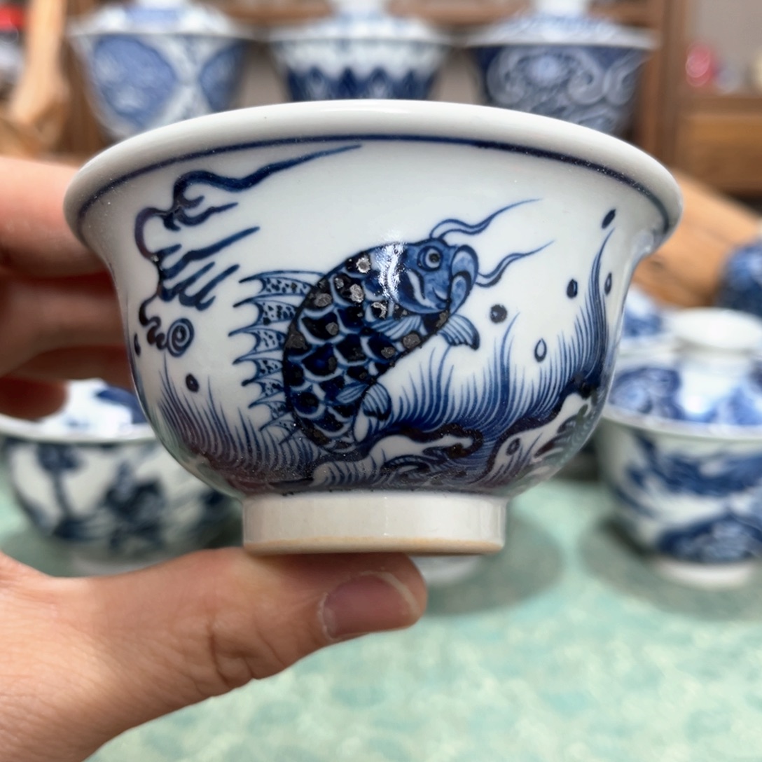 翰林瓷轩鱼化龙压手杯