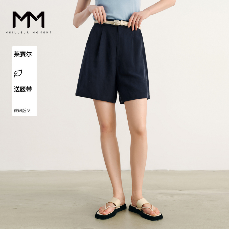 MM麦檬天丝亚麻短裤休闲裤商场同款25夏新品5G5251331-2