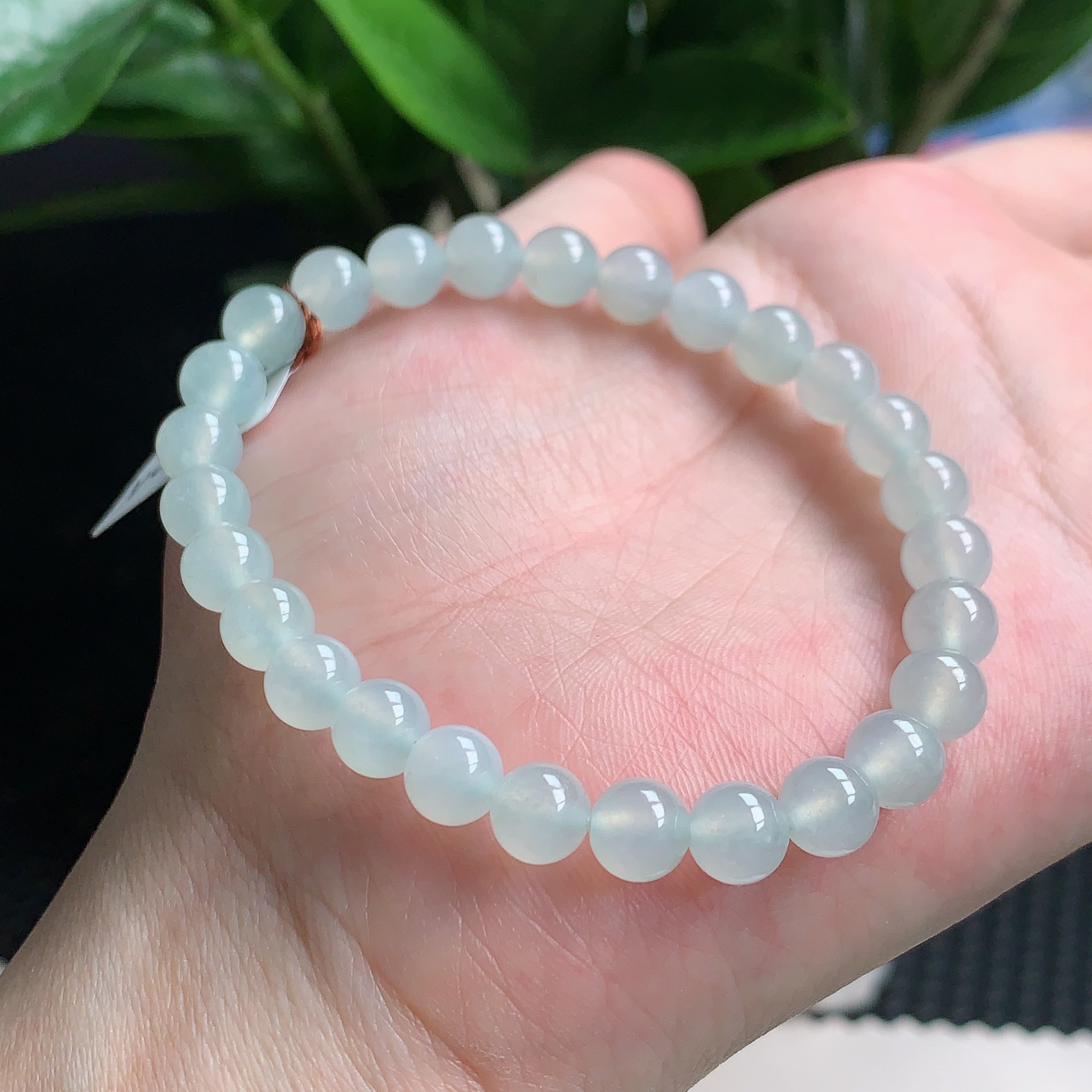 天然A货翡翠，冰种白月光珠子手链7mm0417时尚百搭精美小清新