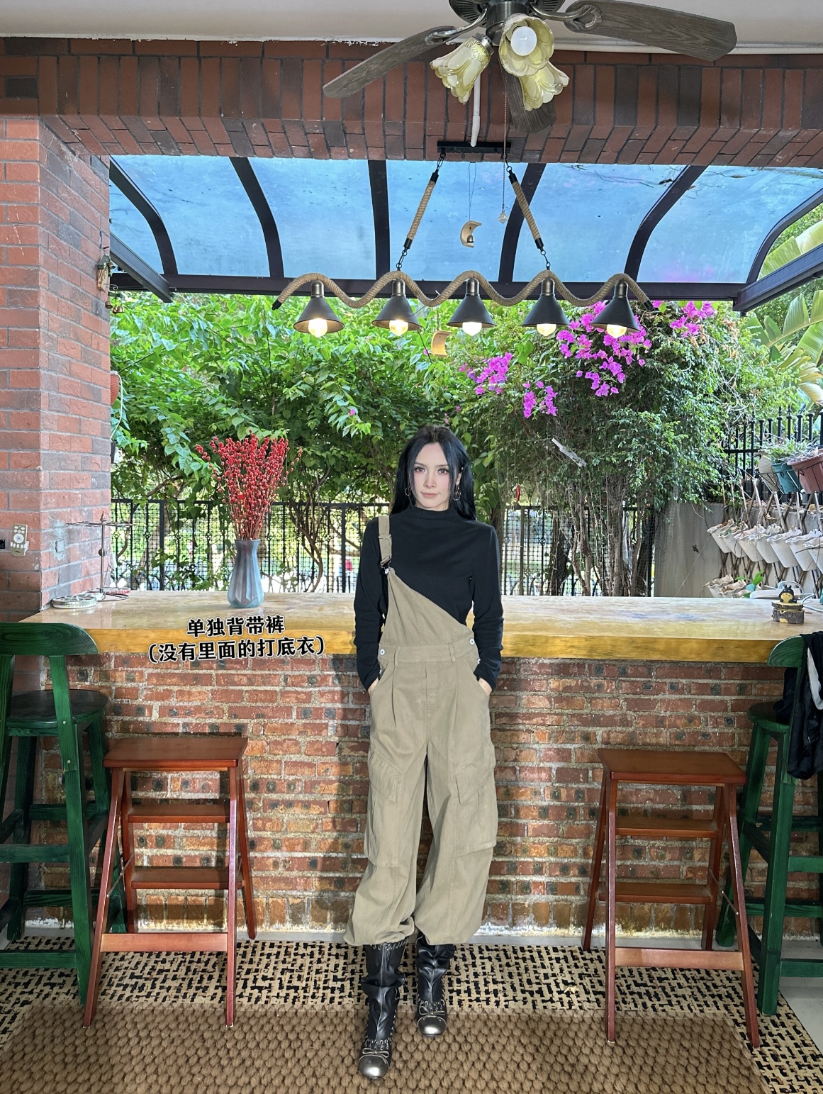 A&N   【枫糖拿铁】复古减龄牛仔背带阔腿裤