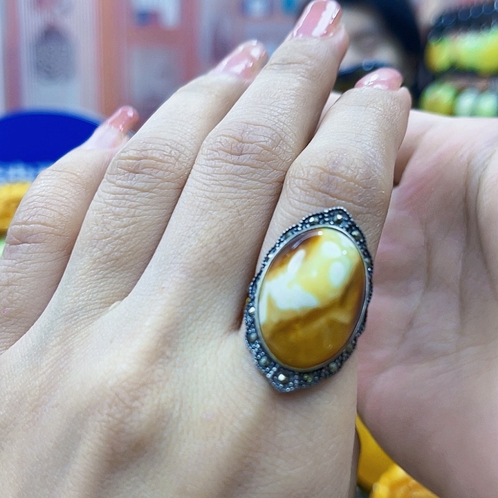 蜜蜡银S925镶嵌裸石