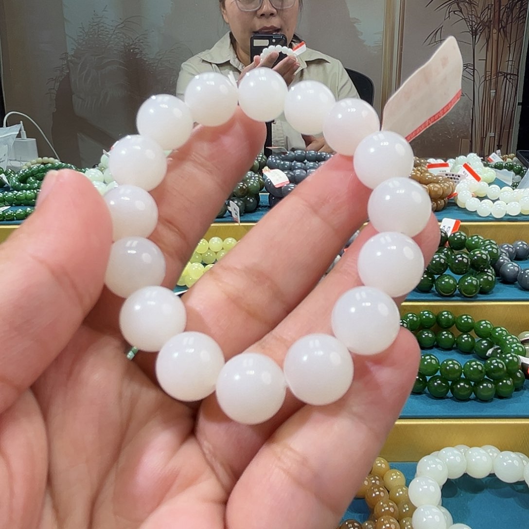 手链未镶嵌和田玉纯天然新疆且末高青白卡12