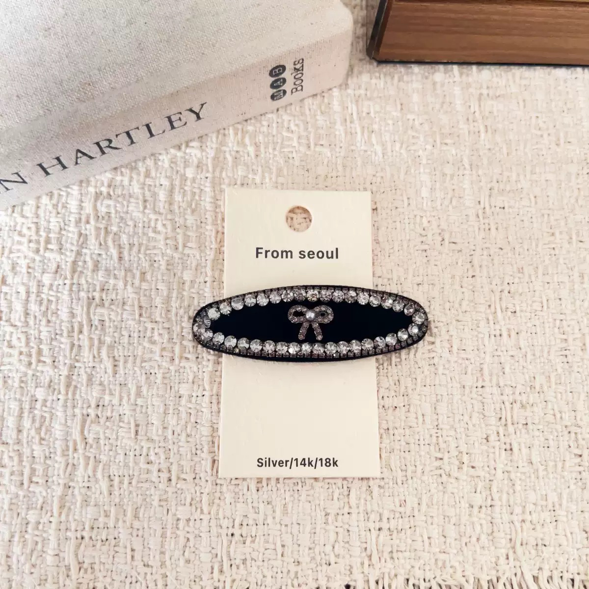 女秋冬黑色蝴蝶结款bb夹可爱风少女侧边头饰