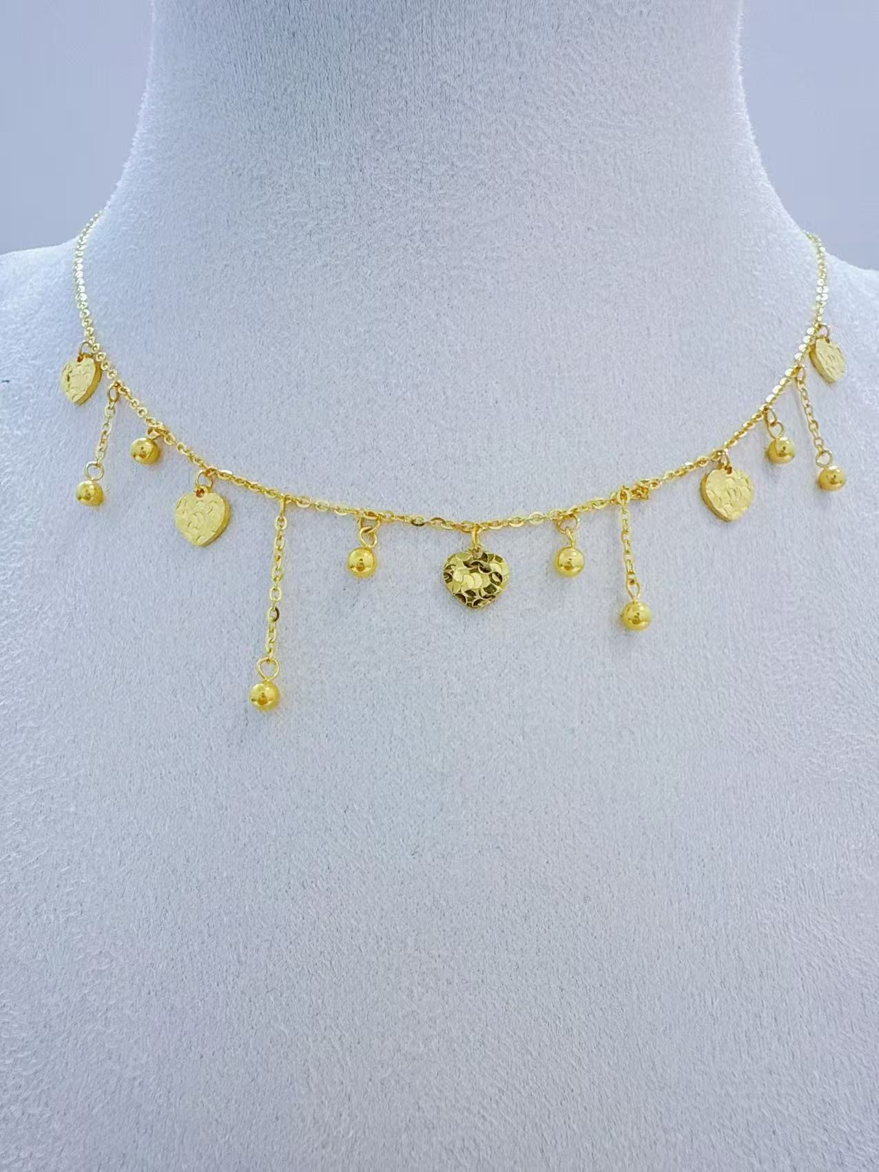 金囍库时尚黄金足金精品工艺满圈桃心轻奢百搭精致