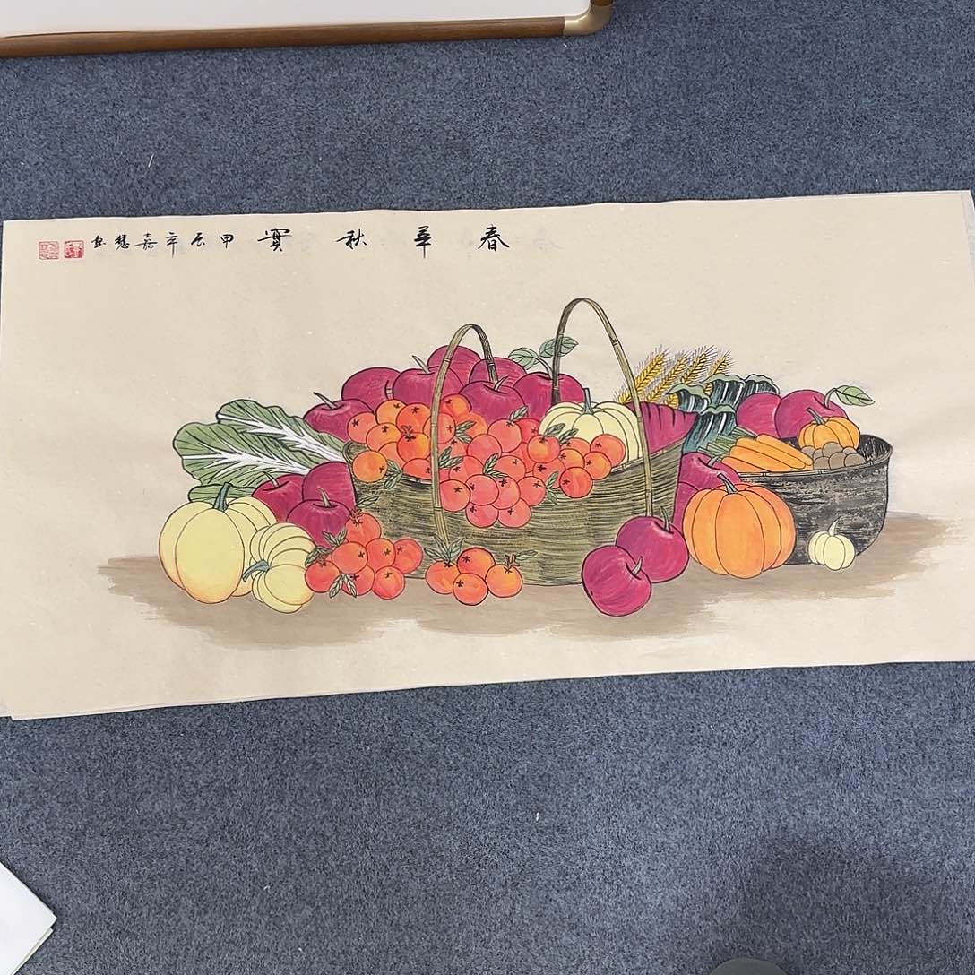 国画文*尺寸50X100手绘作品