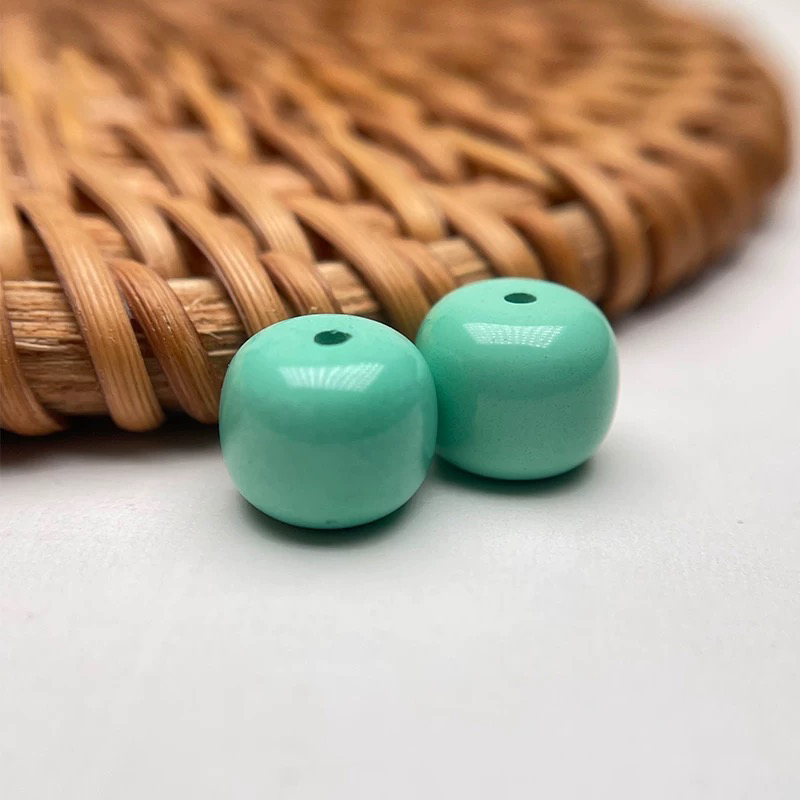  匠心优选湖北十堰高瓷绿料圆珠DIY饰品配饰单珠