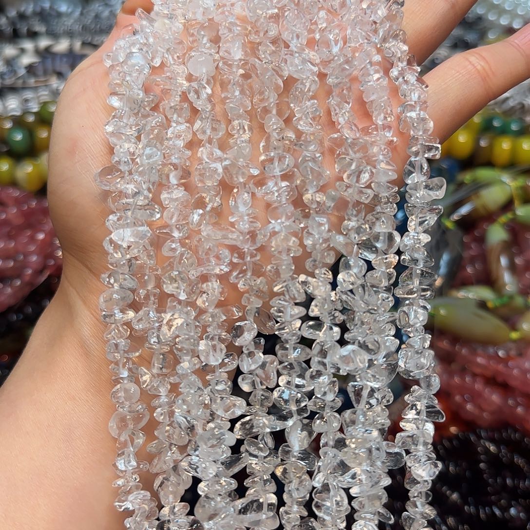 玛瑙/玉髓未镶嵌珠宝半成品白水晶绕手4圈