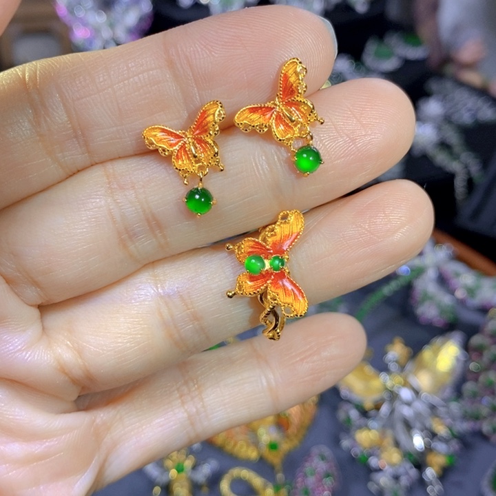 翡翠戒指银S925镶嵌天然翡翠