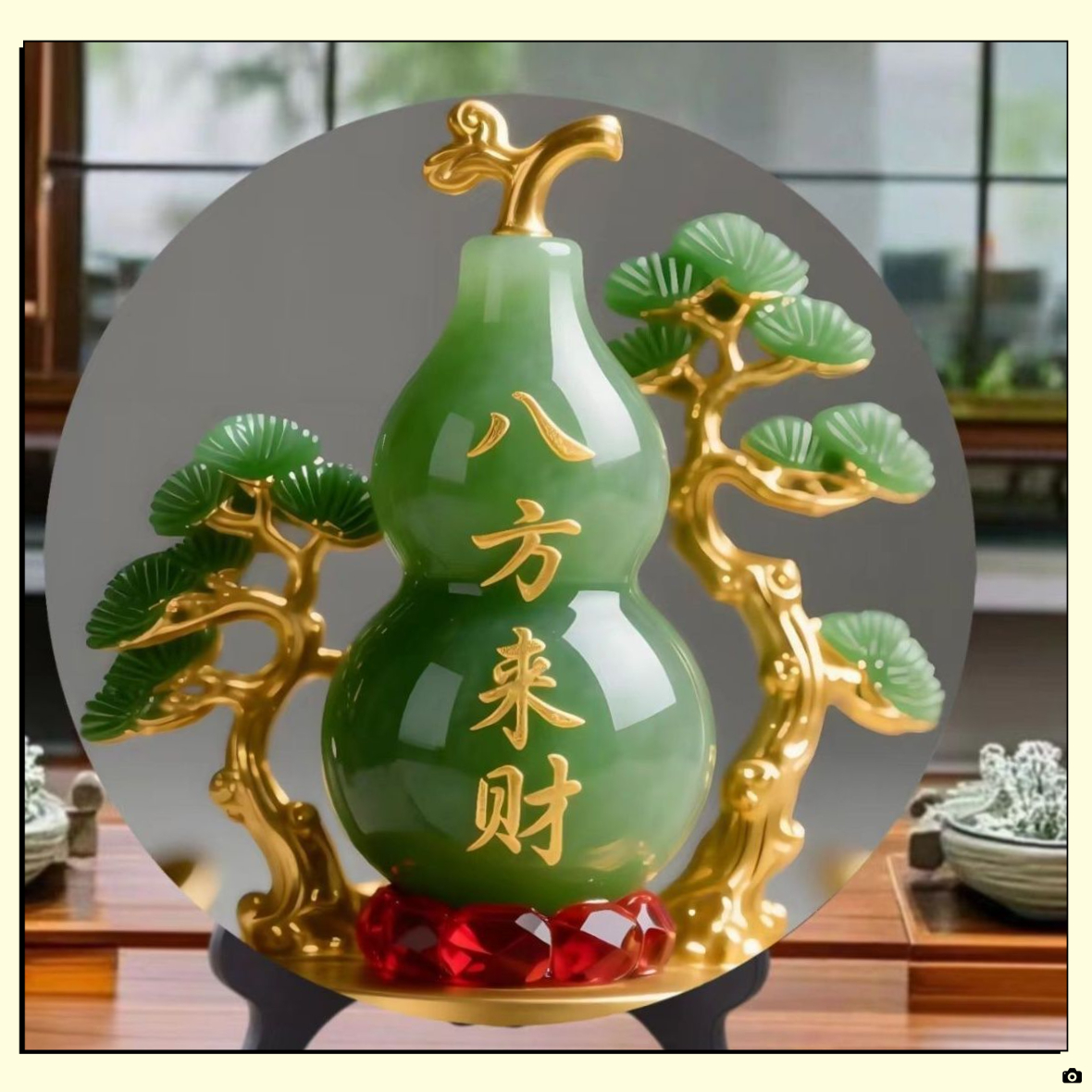 八方来财招财客厅摆件家用YCKY旺宅转运桌面翠玉葫芦摆台居【雅趣】