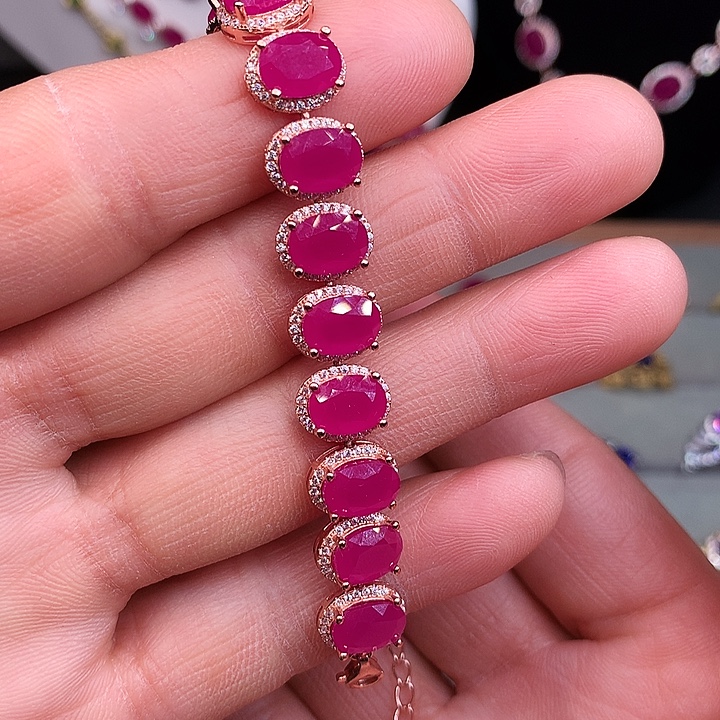 手链红宝石银S925镶嵌