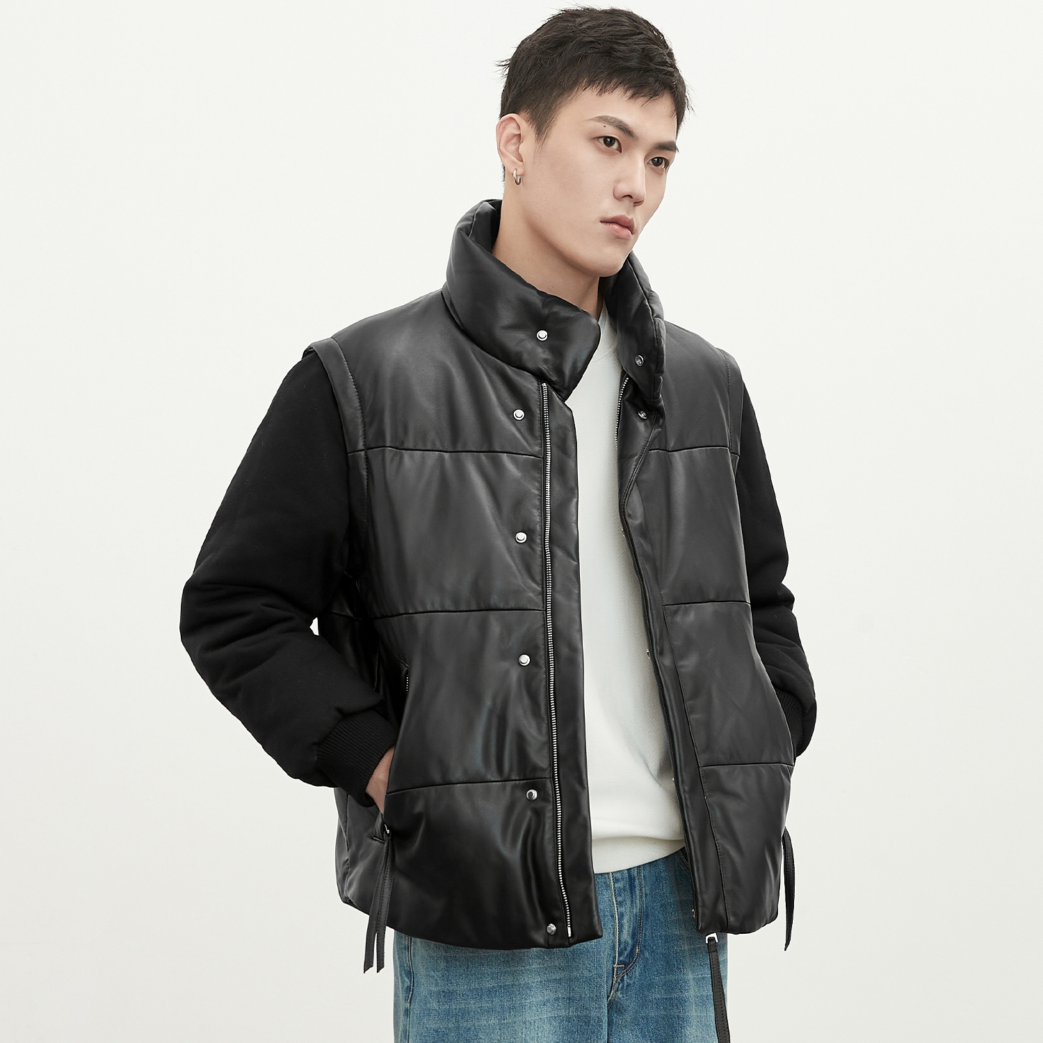 【两穿马甲】真皮羽绒服男进口绵羊皮夹克男士商务休闲皮衣外套0919