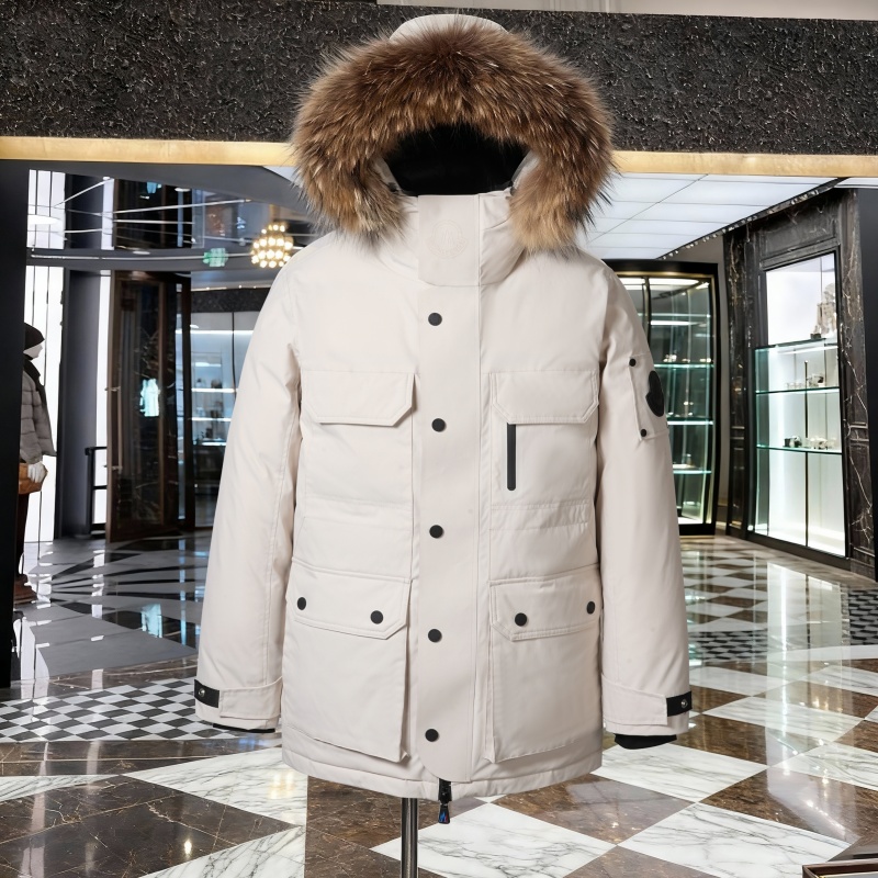 白鸭绒连帽外穿大毛领外套厚款加厚中长款收口袖