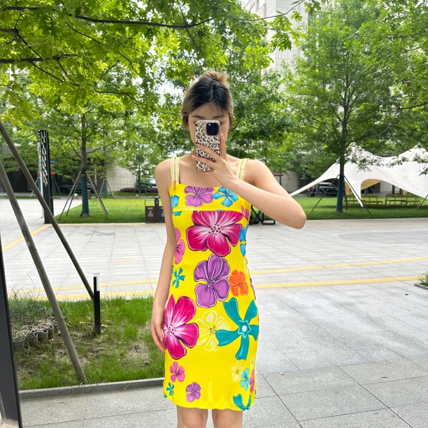 99新 VERSACE/范思哲 花卉吊带连衣裙 40码 41788