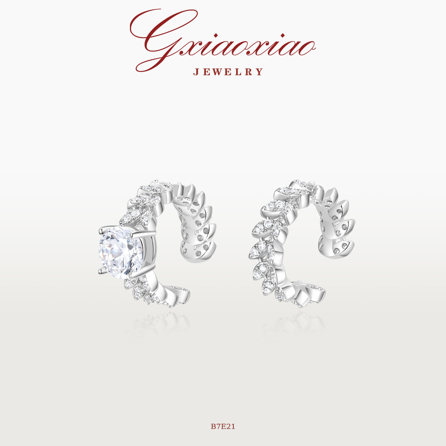 G XIAOXIAO 镀K金 气质高级感满镶别致闪耀百搭耳夹 B7E21