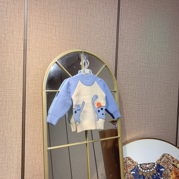 AD664    宝宝蓝色拼接套头厚毛衣   冬款