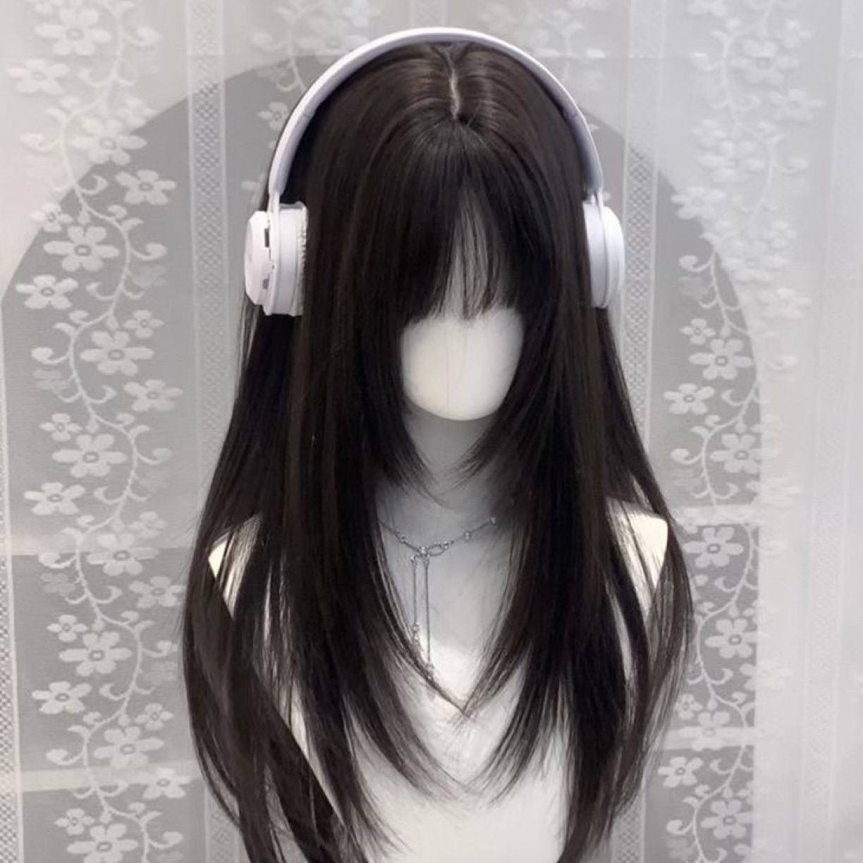 全新女款免醒发自然真黑长直Lolita假发全头套