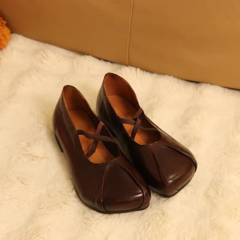 2218-3牛皮方头浅口套脚女单鞋