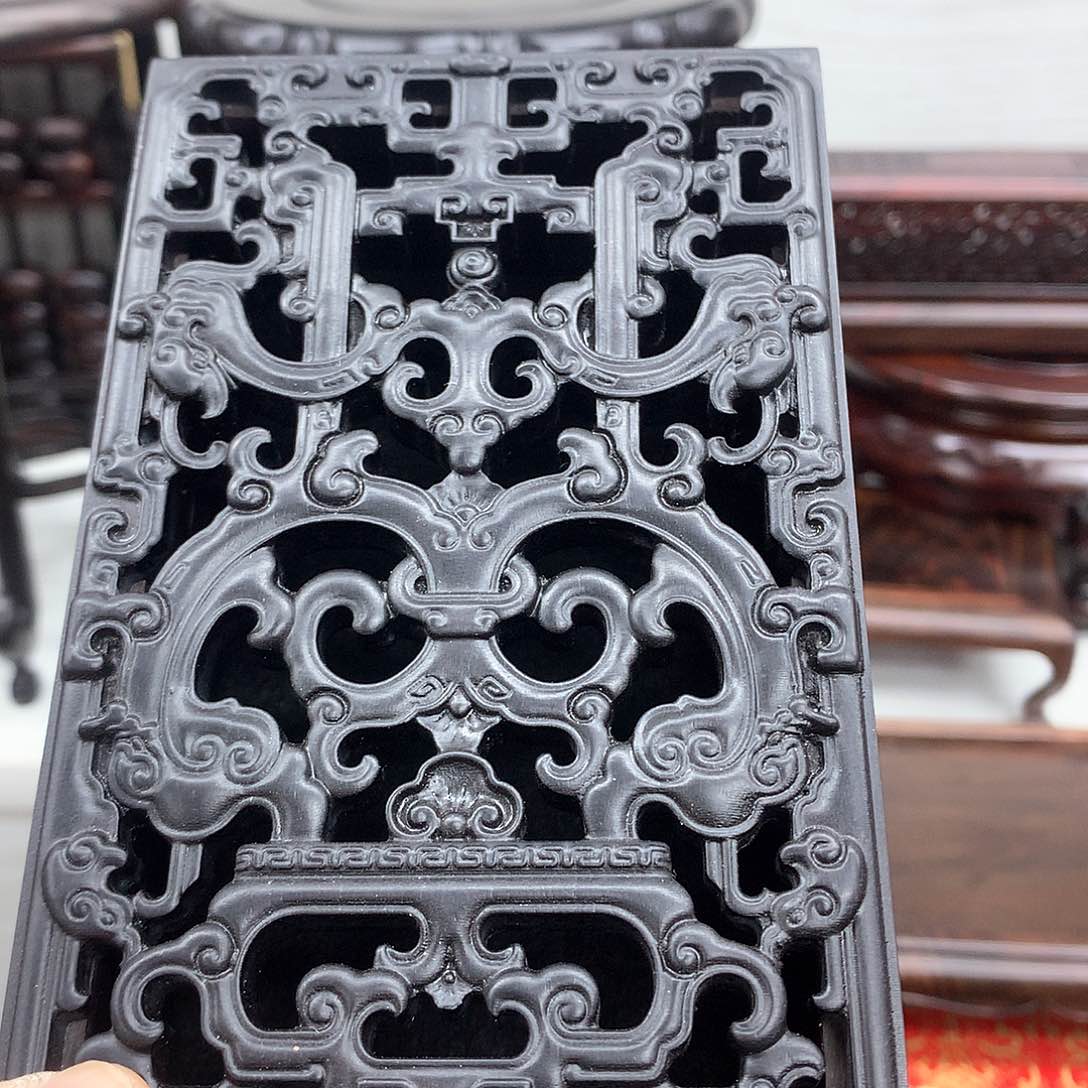 藤类紫光檀五福香盒