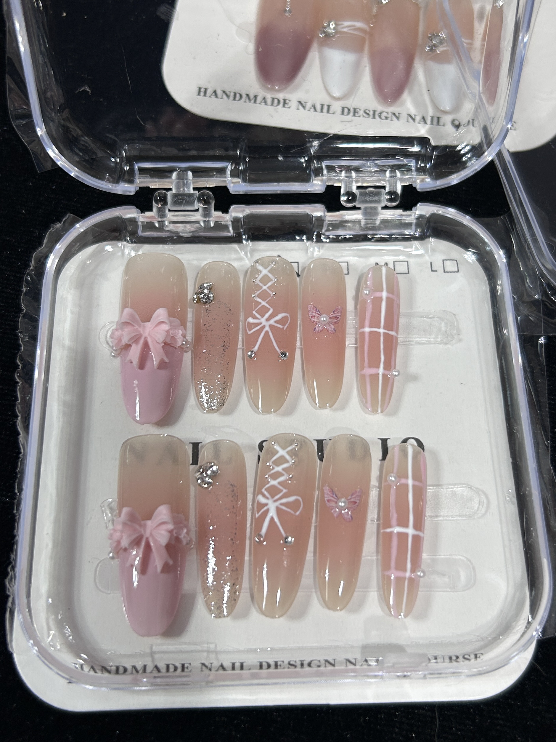 芭蕾结纯手工穿戴甲甜美纯欲指甲贴片美甲 xs码