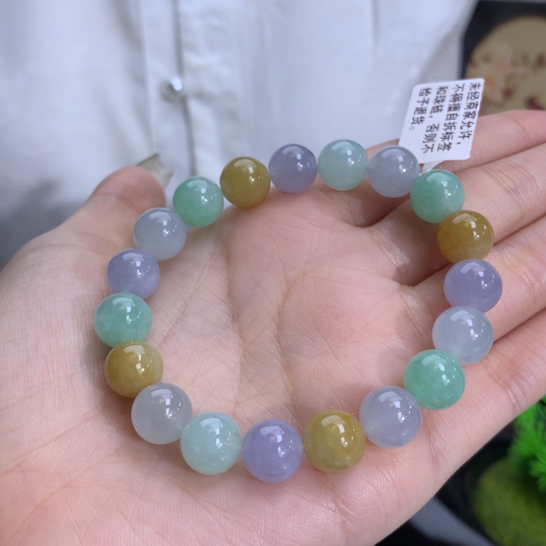 翡翠手链未镶嵌卡10冰润胶多宝