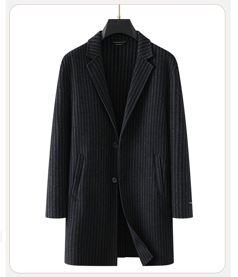 582216 春秋冬加肥加大宽中长双面毛呢大衣外套