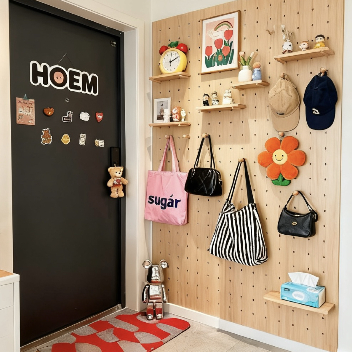 洞洞板定制客厅玄关卧室家用洞洞板置物架实木洞洞板DIY置物架