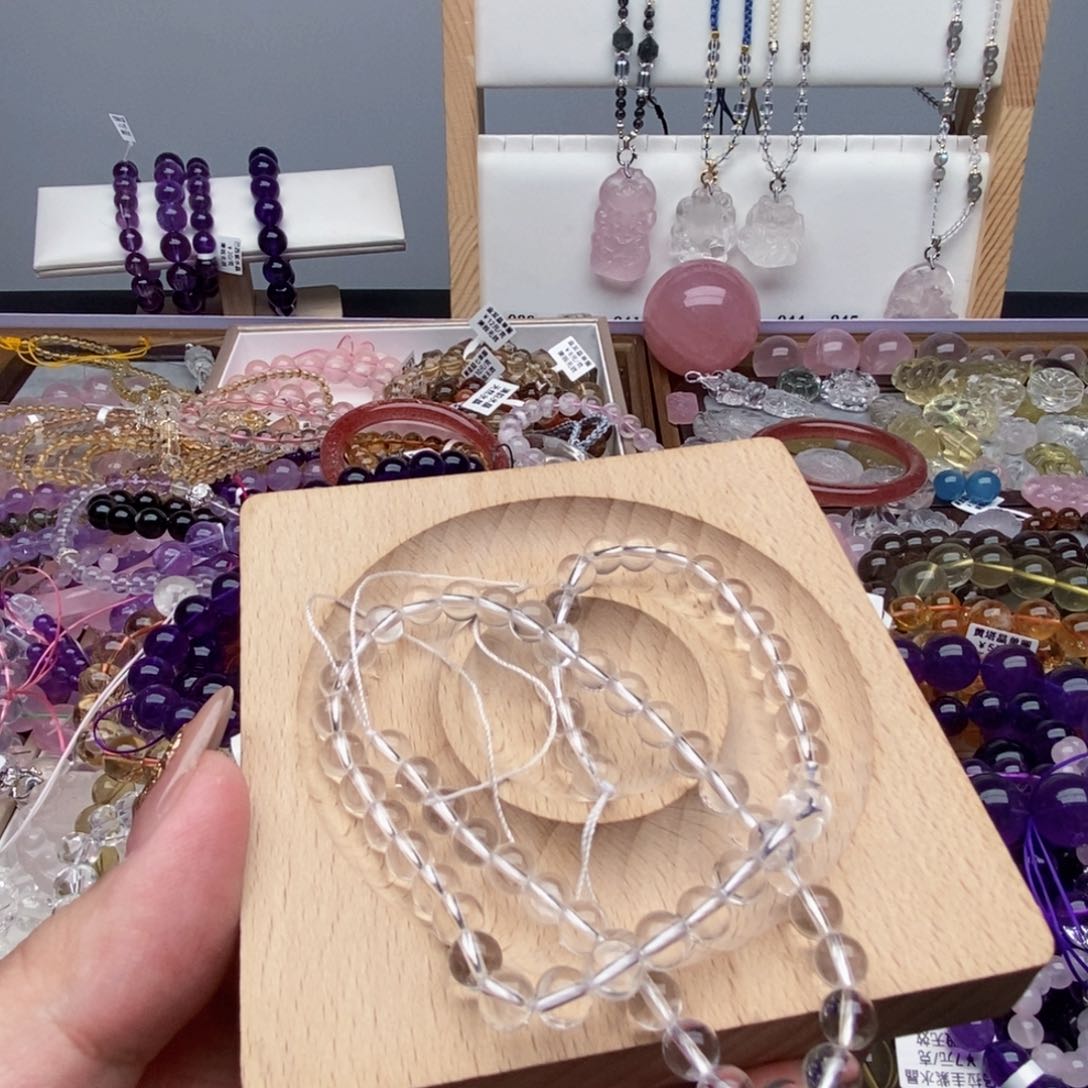 水晶手串未镶嵌j****⭐天然白水晶3圈