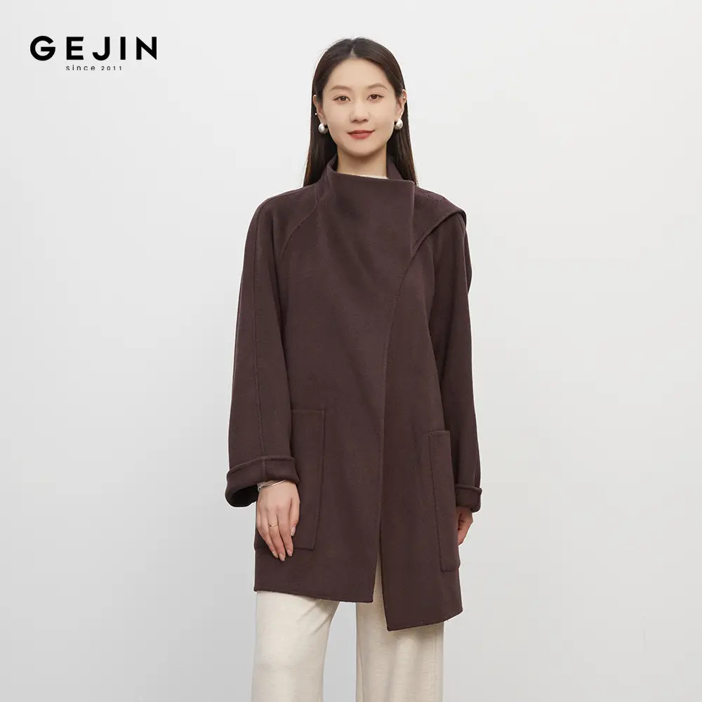 GEJIN/歌锦秋冬新款老钱风优雅知性连领百搭羊毛大衣9352570439
