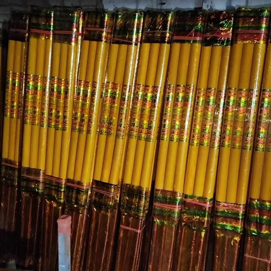 1.8米高佛香直径6厘米粗五彩烫字棒香3支一排