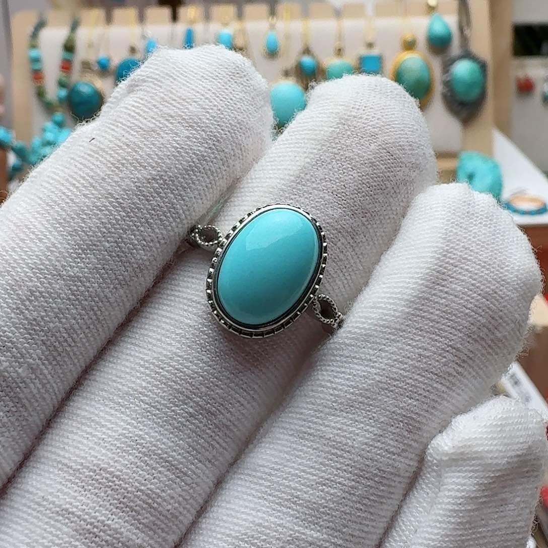 绿松石珠宝奇石银S925镶嵌蔚**叶