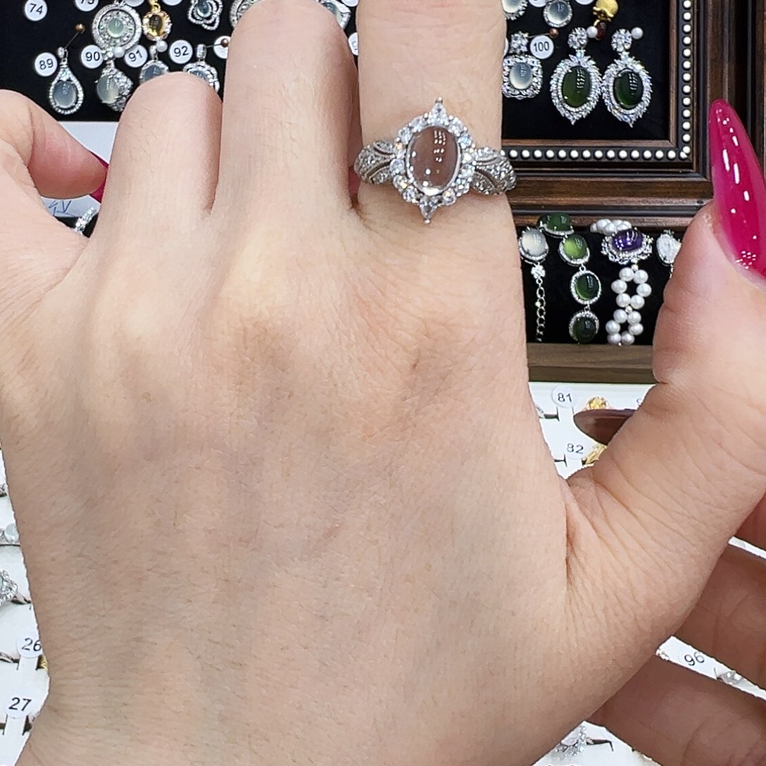 烟晶银S925镶嵌戒指